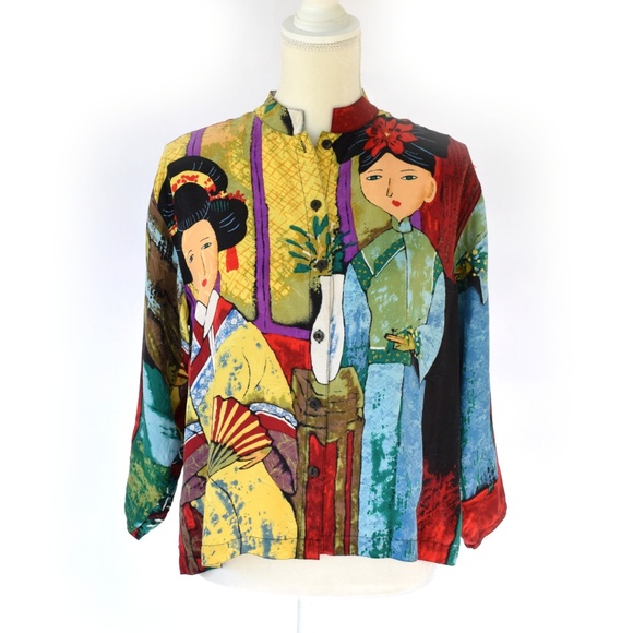 Chico's Tops - Artsy Silk Mandarin Style Geisha Top